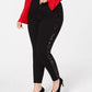 Calça de malha ponte listrada com lantejoulas plus size feminina INC International Concepts, preta, tamanho 14W