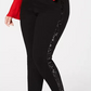 Calça de malha ponte listrada com lantejoulas plus size feminina INC International Concepts, preta, tamanho 14W