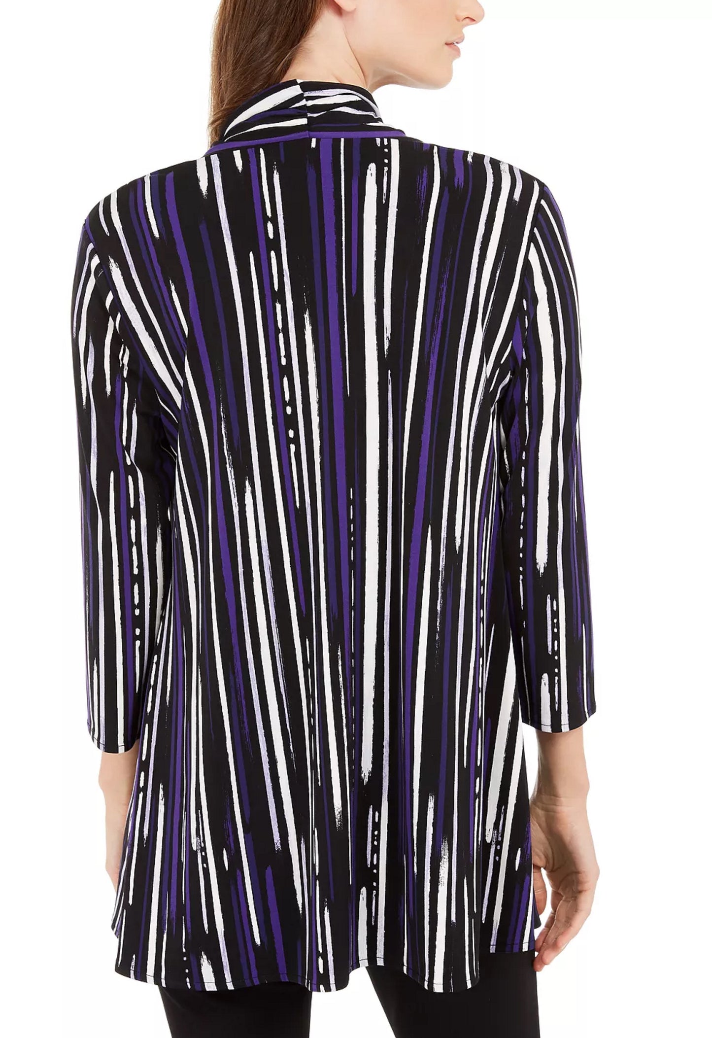 Blusa túnica feminina Alfani estampada com decote dividido, roxa, tamanho X-S