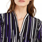 Blusa túnica feminina Alfani estampada com decote dividido, roxa, tamanho X-S