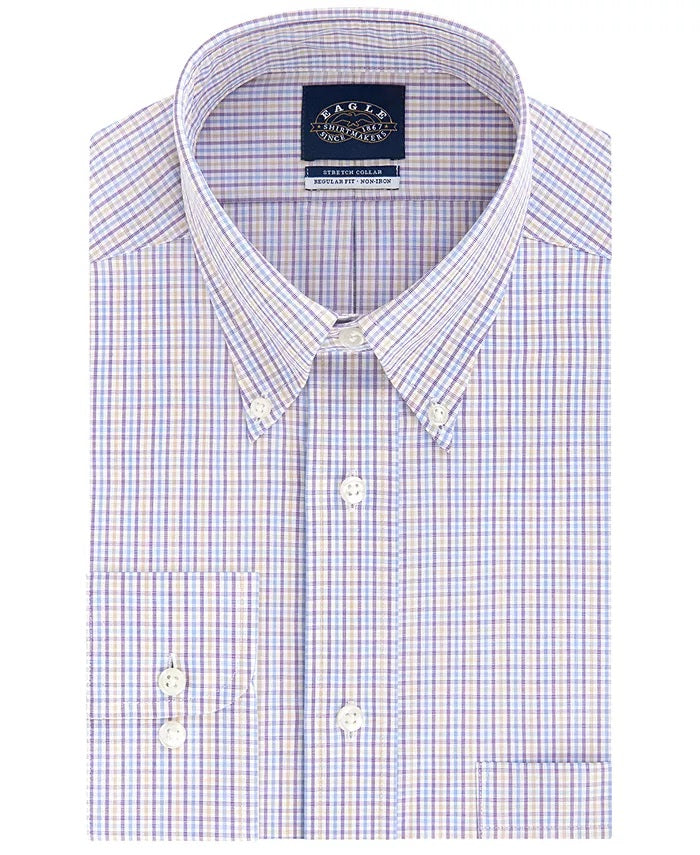 Camisa social masculina Eagle Classic Fit com gola elástica, roxa, tamanho 17_32/33 XL