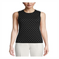 Suéter feminino sem mangas estampado Anne Klein, preto, tamanho X-S