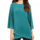 JM Collection Top feminino com bainha cruzada e ilhós, verde, tamanho X-S