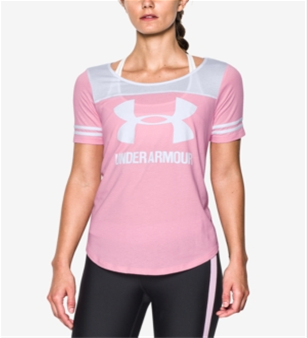 Camiseta feminina Under Armour Colorblocked Jersey - Rosa, tamanho XL