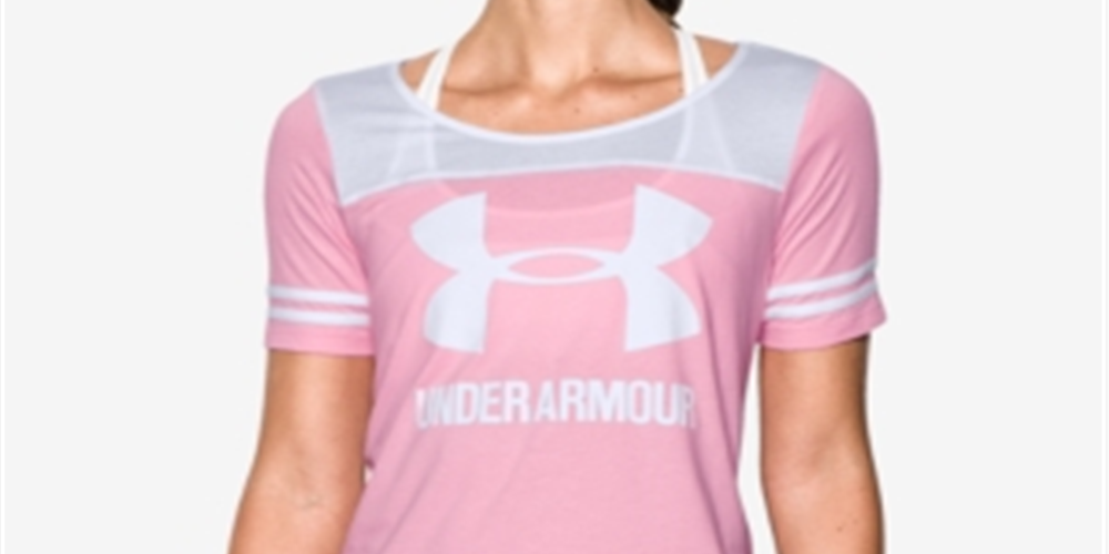 Camiseta feminina Under Armour Colorblocked Jersey - Rosa, tamanho XL