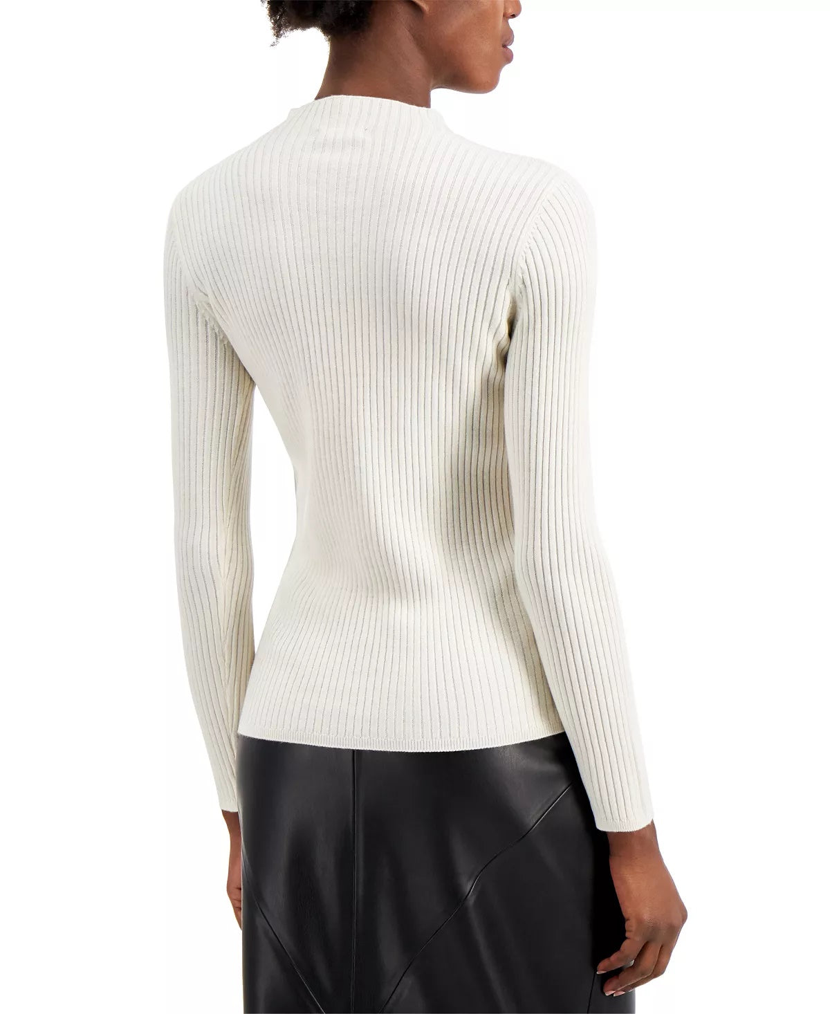 Suéter feminino Alfani canelado com contas, branco, tamanho grande