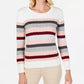 Karen Scott Suéter feminino listrado de algodão com cabo, branco/rosa, tamanho PL