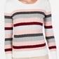 Karen Scott Suéter feminino listrado de algodão com cabo, branco/rosa, tamanho PL