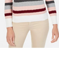 Karen Scott Suéter feminino listrado de algodão com cabo, branco/rosa, tamanho PL