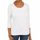 Camisa feminina Karen Scott com estampa de estrela brilhante, branca, tamanho PL