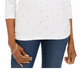 Camisa feminina Karen Scott com estampa de estrela brilhante, branca, tamanho PL
