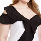 Blusa feminina plus size com babados e blocos de cores, branca, tamanho 0X, da INC International Concepts