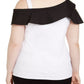 Blusa feminina plus size com babados e blocos de cores, branca, tamanho 0X, da INC International Concepts