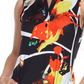 Vestido-camisa estampado feminino White Mark, preto/laranja/branco, tamanho grande