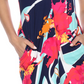 Vestido-camisa estampado feminino White Mark, azul-marinho/rosa, tamanho médio