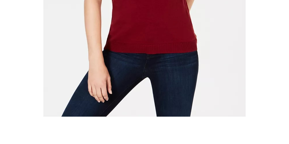 Suéter feminino Charter Club com botões e ombros de fora, tamanho grande, vinho