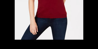 Suéter feminino Charter Club com botões e ombros de fora, tamanho grande, vinho