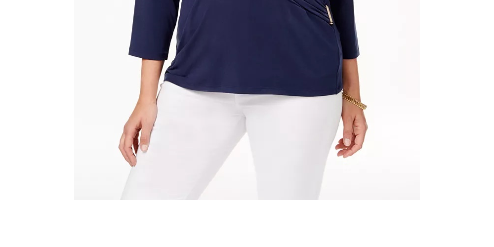 Charter Club Feminino Plus Faux Wrap Hardware Top Berry Tamanho 0X