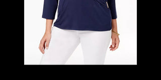 Charter Club Feminino Plus Faux Wrap Hardware Top Berry Tamanho 0X