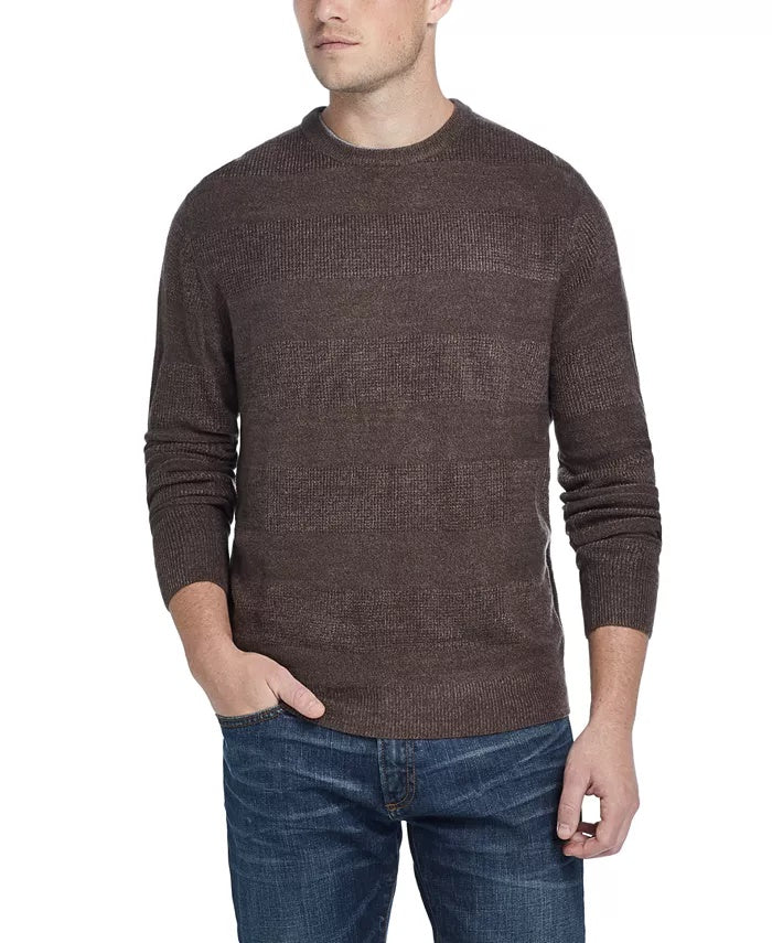 Suéter listrado masculino vintage à prova de intempéries, toque suave, verde, tamanho pequeno