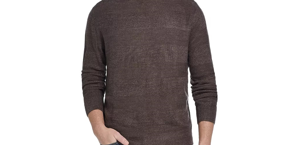 Suéter listrado masculino vintage à prova de intempéries, toque suave, verde, tamanho pequeno