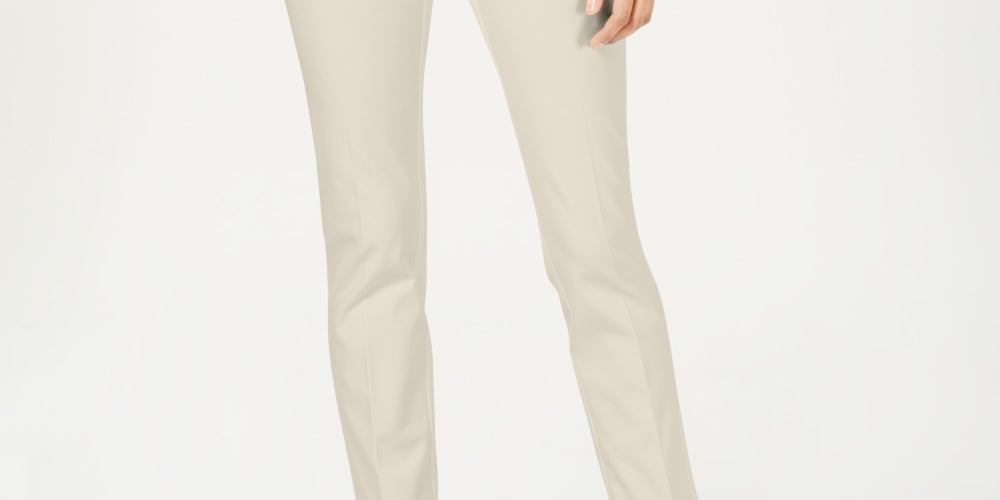 Calça feminina Charter Club Solid Newport Slim Leg Bege Tamanho 16 Petite