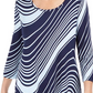 Camiseta feminina com estampa de redemoinho e manga 3/4, roxa/azul, tamanho X-S