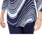 Camiseta feminina com estampa de redemoinho e manga 3/4, roxa/azul, tamanho X-S