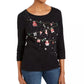 Blusa de algodão com detalhes Karen Scott feminina, preta, tamanho PS