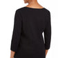 Blusa de algodão com detalhes Karen Scott feminina, preta, tamanho PS