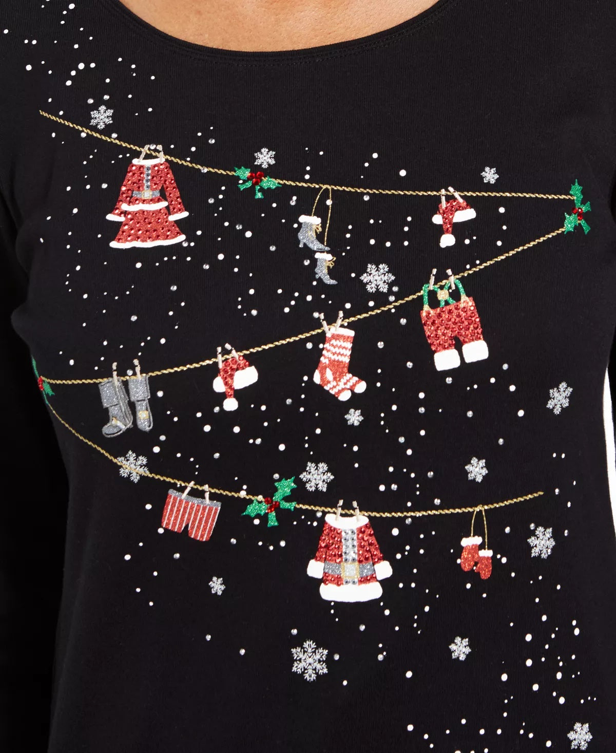 Blusa de algodão com detalhes Karen Scott feminina, preta, tamanho PS
