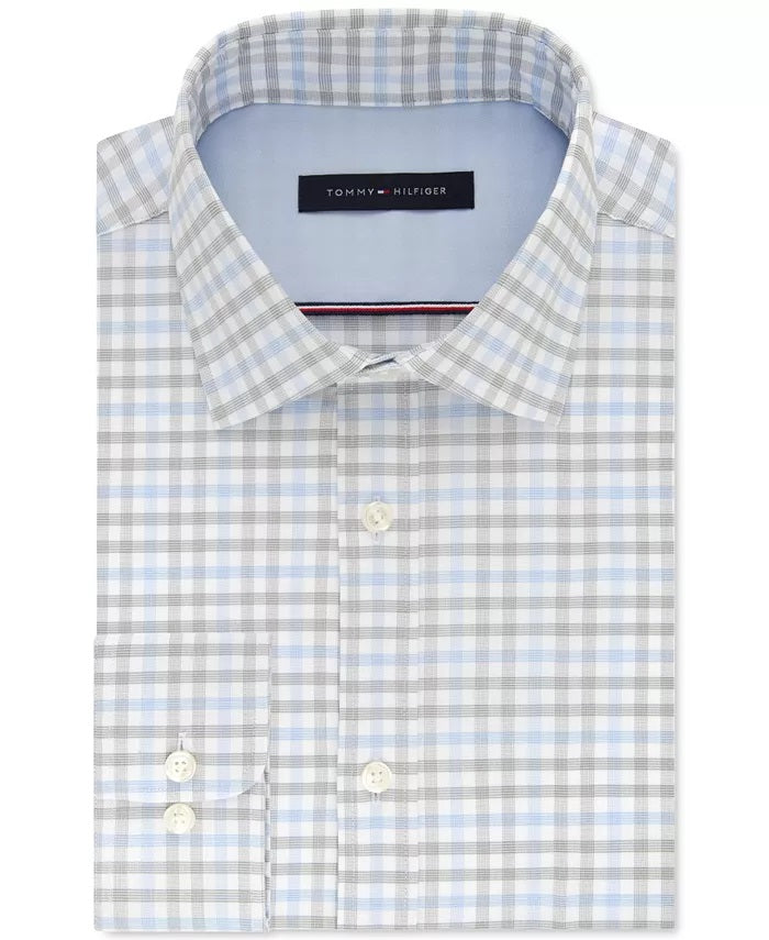 Camisa social masculina Tommy Hilfiger Tattersall azul tamanho 18x34x35