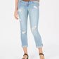 Calça jeans skinny rasgada com cinto da Dollhouse Junior, azul, tamanho 0