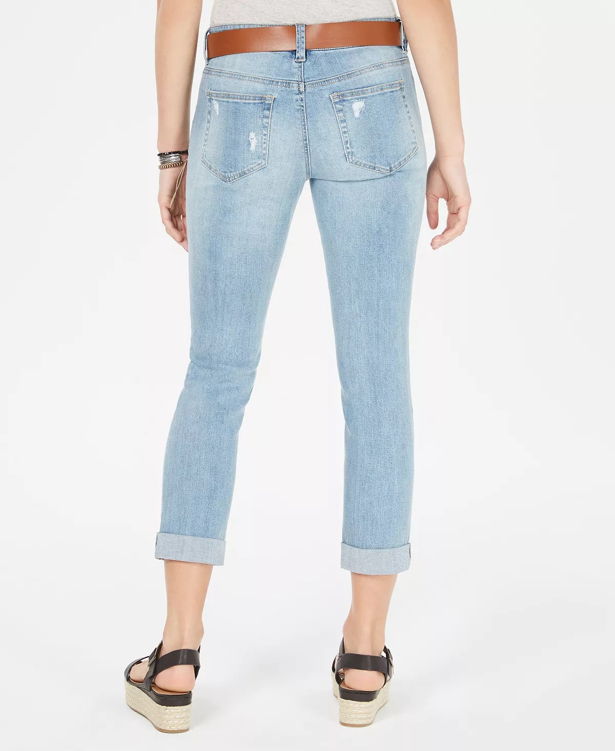 Calça jeans skinny rasgada com cinto da Dollhouse Junior, azul, tamanho 0