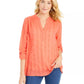 Blusa texturizada com decote em V feminina Style &amp; Co, laranja, tamanho X-S