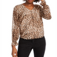 Blusa feminina de malha plus size com estampa de leopardo Maison Jules, marrom, tamanho XX-G