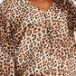 Blusa feminina de malha plus size com estampa de leopardo Maison Jules, marrom, tamanho XX-G