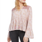 Blusa feminina com estampa floral e renda Gypsies and Moondust, roxa, tamanho P