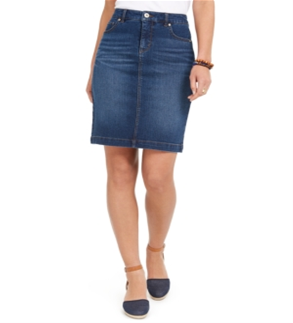 Saia jeans feminina de algodão estilo &amp; co, azul, tamanho 16