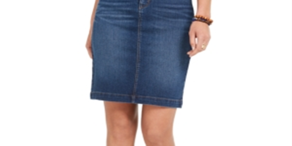 Saia jeans feminina de algodão estilo &amp; co, azul, tamanho 16