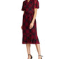 Vestido Ralph Lauren Feminino Xadrez Manga Curta Decote V Abaixo do Joelho Preto/Vermelho Tamanho 4