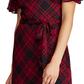 Vestido Ralph Lauren Feminino Xadrez Manga Curta Decote V Abaixo do Joelho Preto/Vermelho Tamanho 4