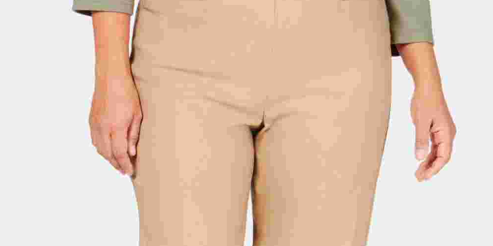 Calça feminina Alfred Dunner Plus Classic Allure Tummy Control, bege, tamanho 24W