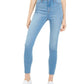 Calça jeans skinny feminina rosa celebridade, cintura alta, azul, tamanho 5
