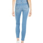 Calça jeans skinny feminina rosa celebridade, cintura alta, azul, tamanho 5