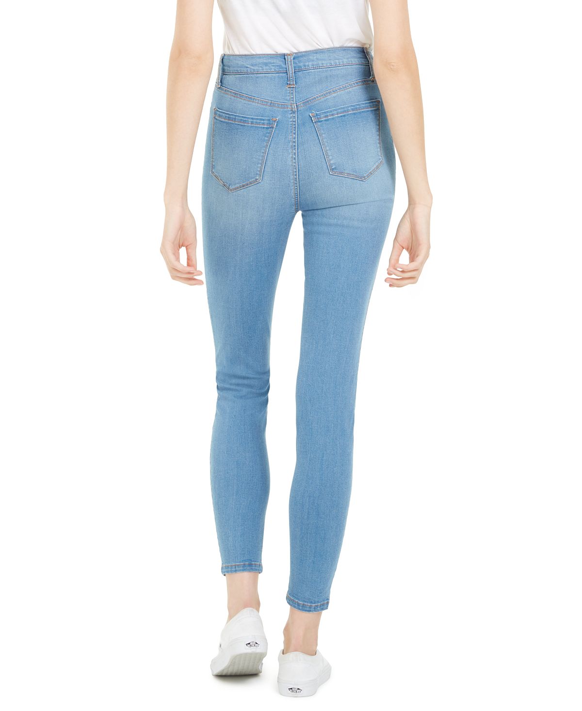 Calça jeans skinny feminina rosa celebridade, cintura alta, azul, tamanho 5