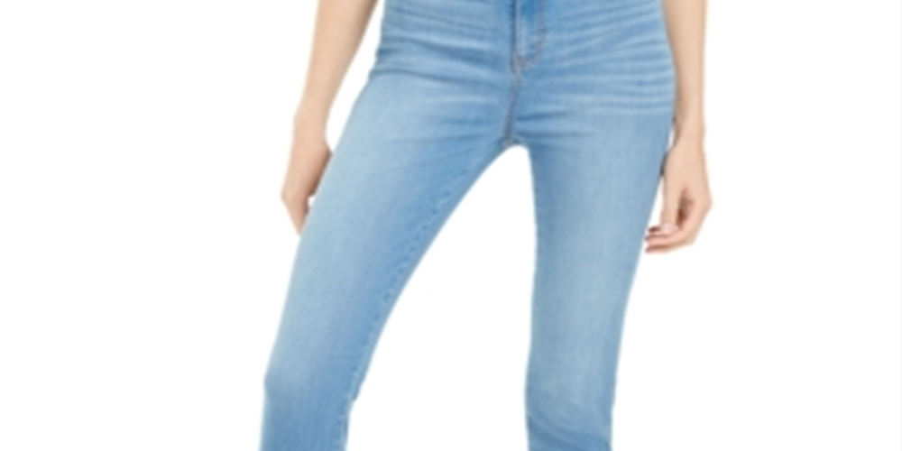 Calça jeans skinny feminina rosa celebridade, cintura alta, azul, tamanho 5