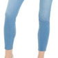 Calça jeans skinny feminina rosa celebridade, cintura alta, azul, tamanho 5