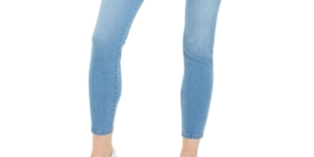 Calça jeans skinny feminina rosa celebridade, cintura alta, azul, tamanho 5