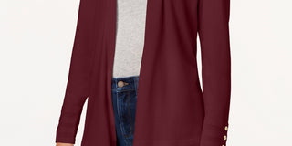 Cardigan feminino Charter Club com frente aberta, vermelho, tamanho grande